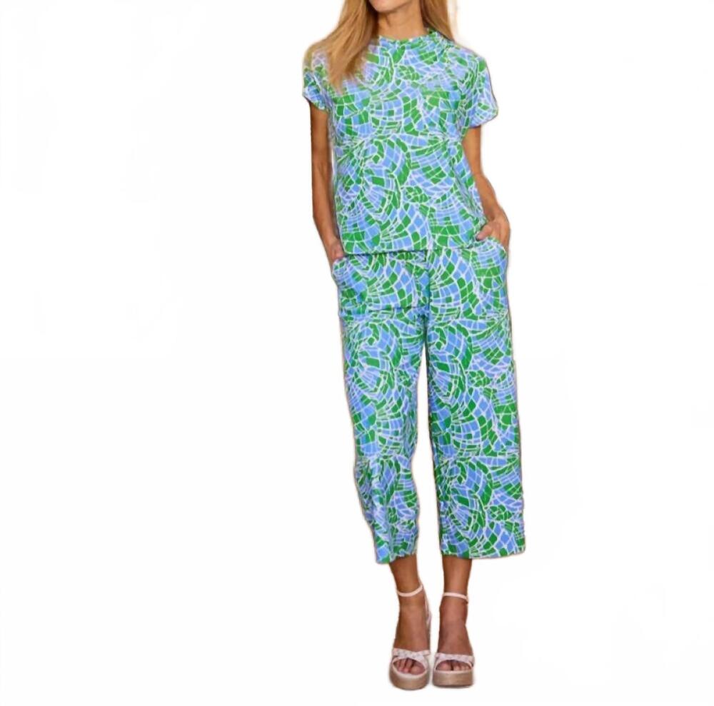 NEW JUDE CONNALLY lolly wide-leg cropped pant in painted mosiac periwinkle